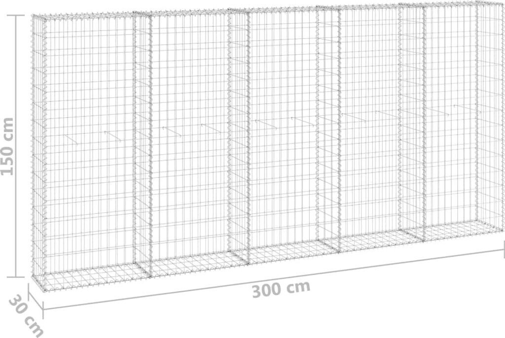 vidaXL Mur en gabion avec couvercles acier galvanisé 300 x 30 x 150 cm