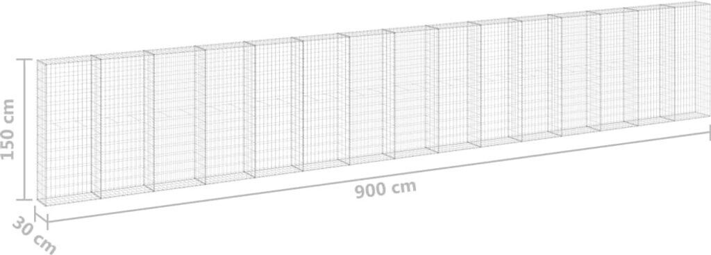 vidaXL Mur en gabion avec couvercles acier galvanisé 900 x 30 x 150 cm