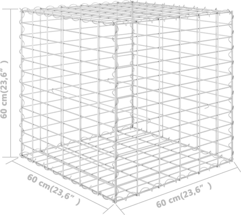 VidaXL Jardinière cube à gabion en acier 60 x 60 x 60 cm