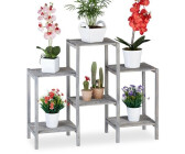 HBT 107 x 44 x 24 cm außen & innen Relaxdays Blumentreppe Metall Pflanzenregal grün 6-stufige Blumenetagere 