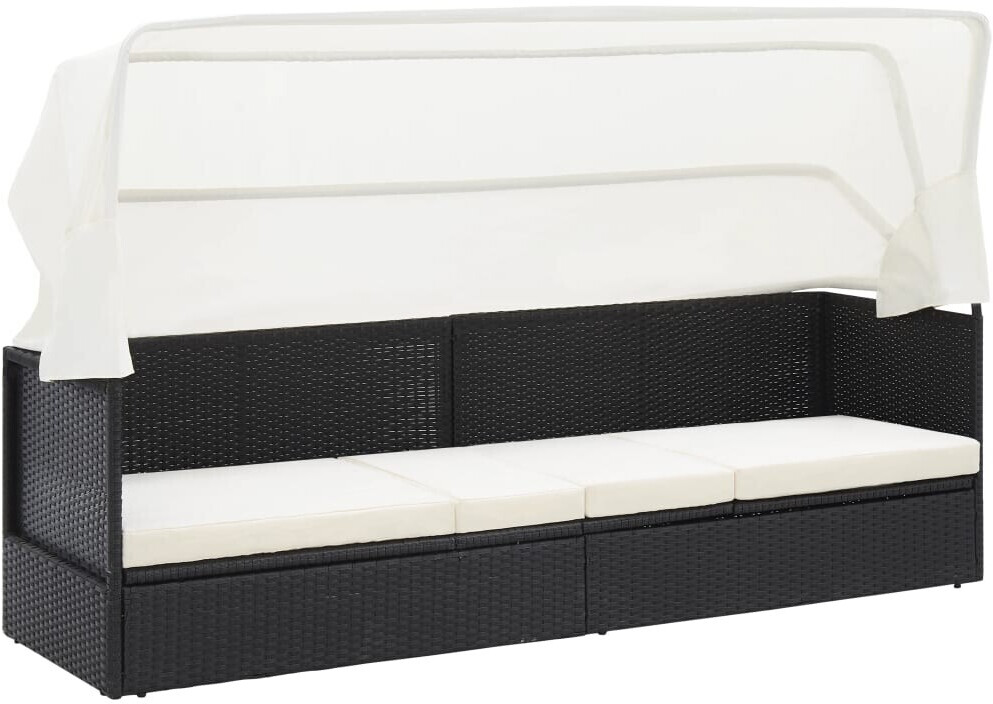 vidaXL Canapé avec auvent résine noir/blanc