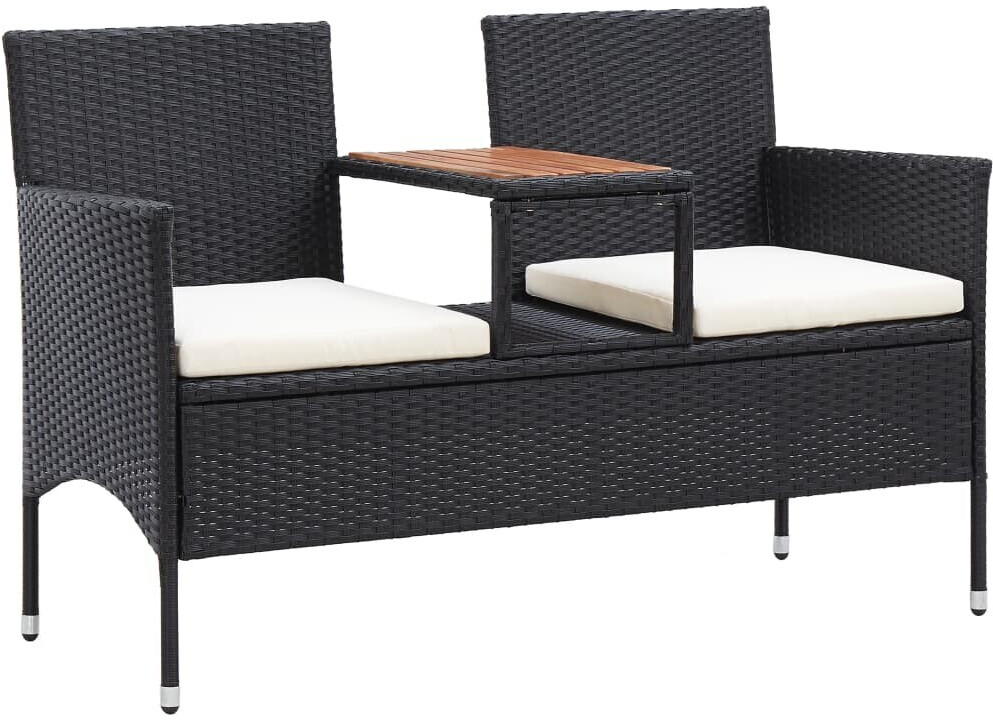 vidaXL Banc 2 places avec table résine noir