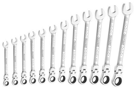 Britool Expert E111102B Flexible Head Ratchet Spanner Set 12 Piece Metric