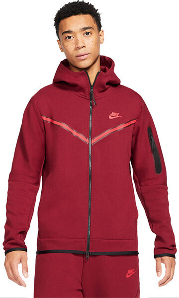 red nike tech fleece hoodie