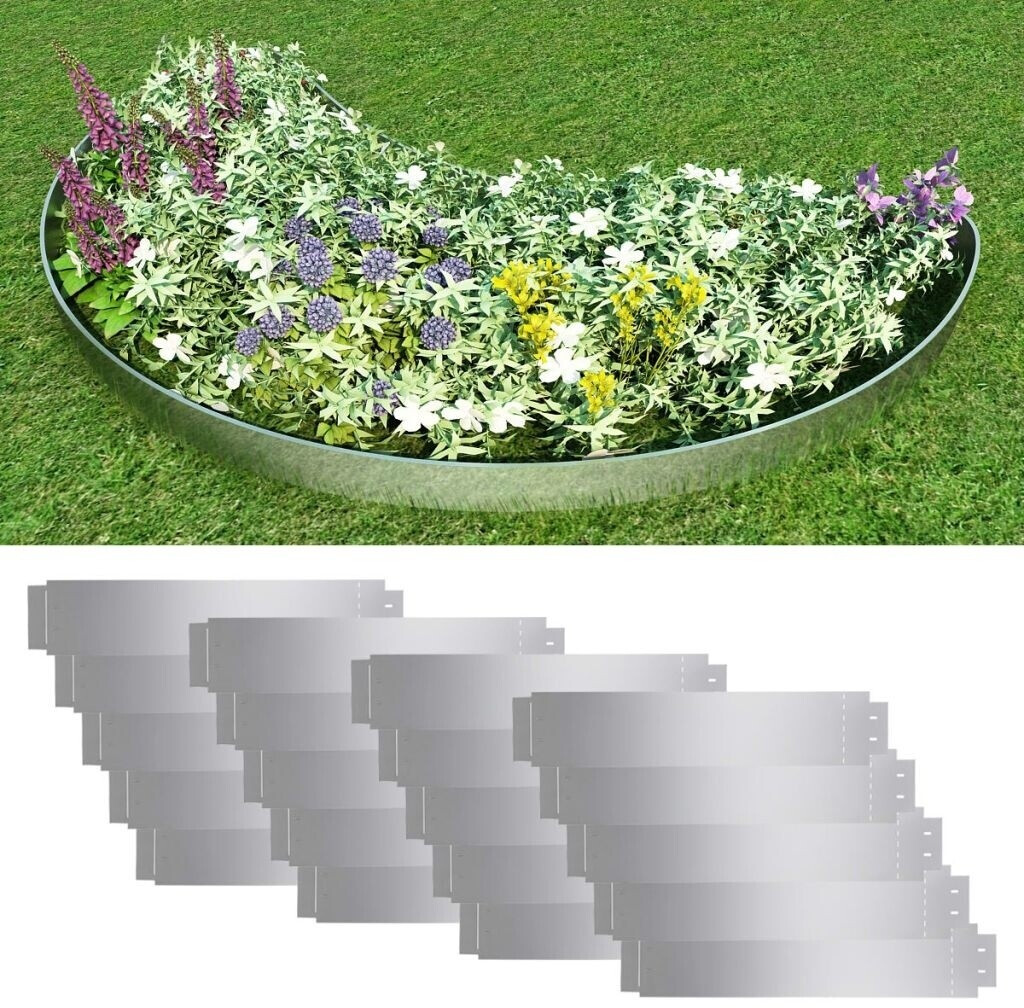vidaXL Kit de 20 bordures en acier galvanisé 20 x 100 cm  (274904)