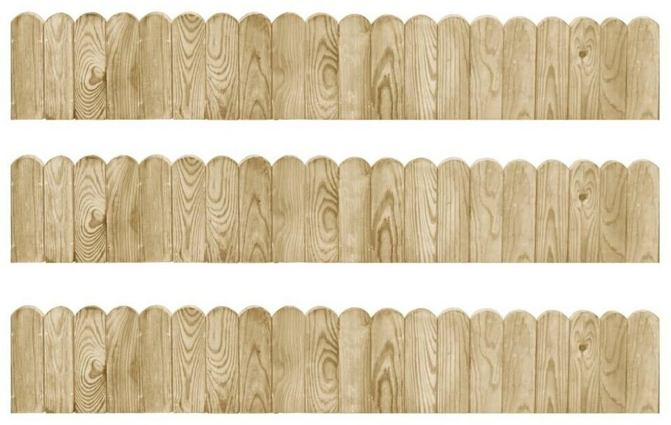 vidaXL Kit de 3 bordures en bois 20 x 120 cm (3053643)