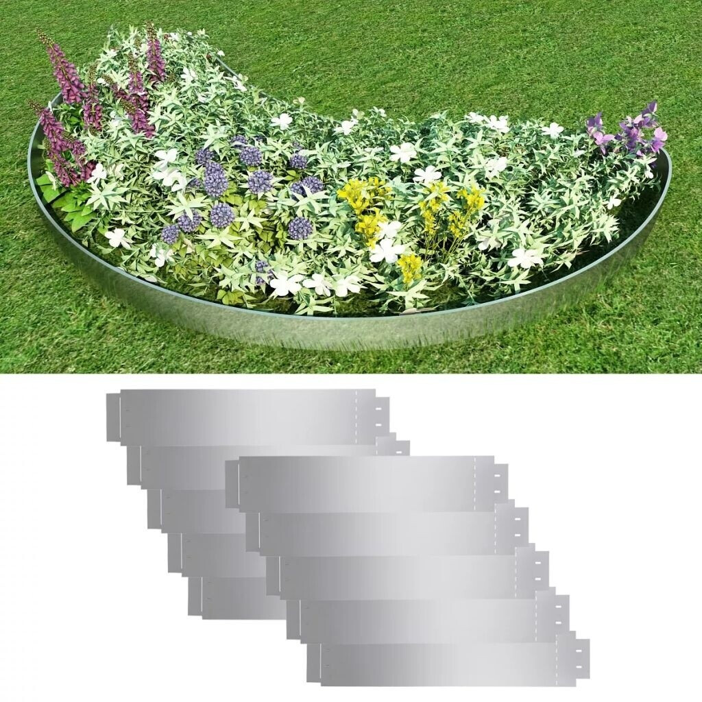 vidaXL Kit de 10 bordures en acier galvanisé 20 x 100 cm (274902)
