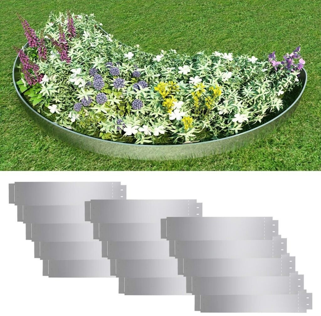vidaXL Kit de 15 bordures en acier galvanisé 20 x 100 cm (274903)