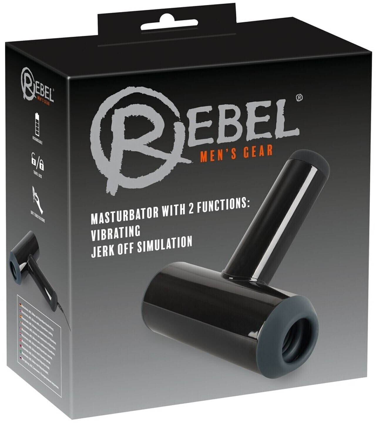 Rebel Men's Gear Masturbator with 2 functions: Vibrating and jerk off