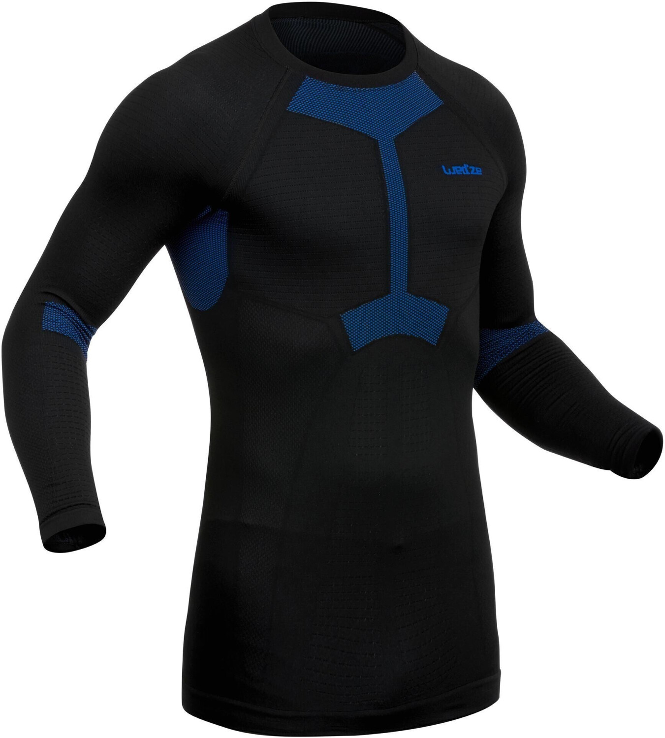 WEDZE Men's Ski Base Layer Top I-Soft 580 black/electric blue