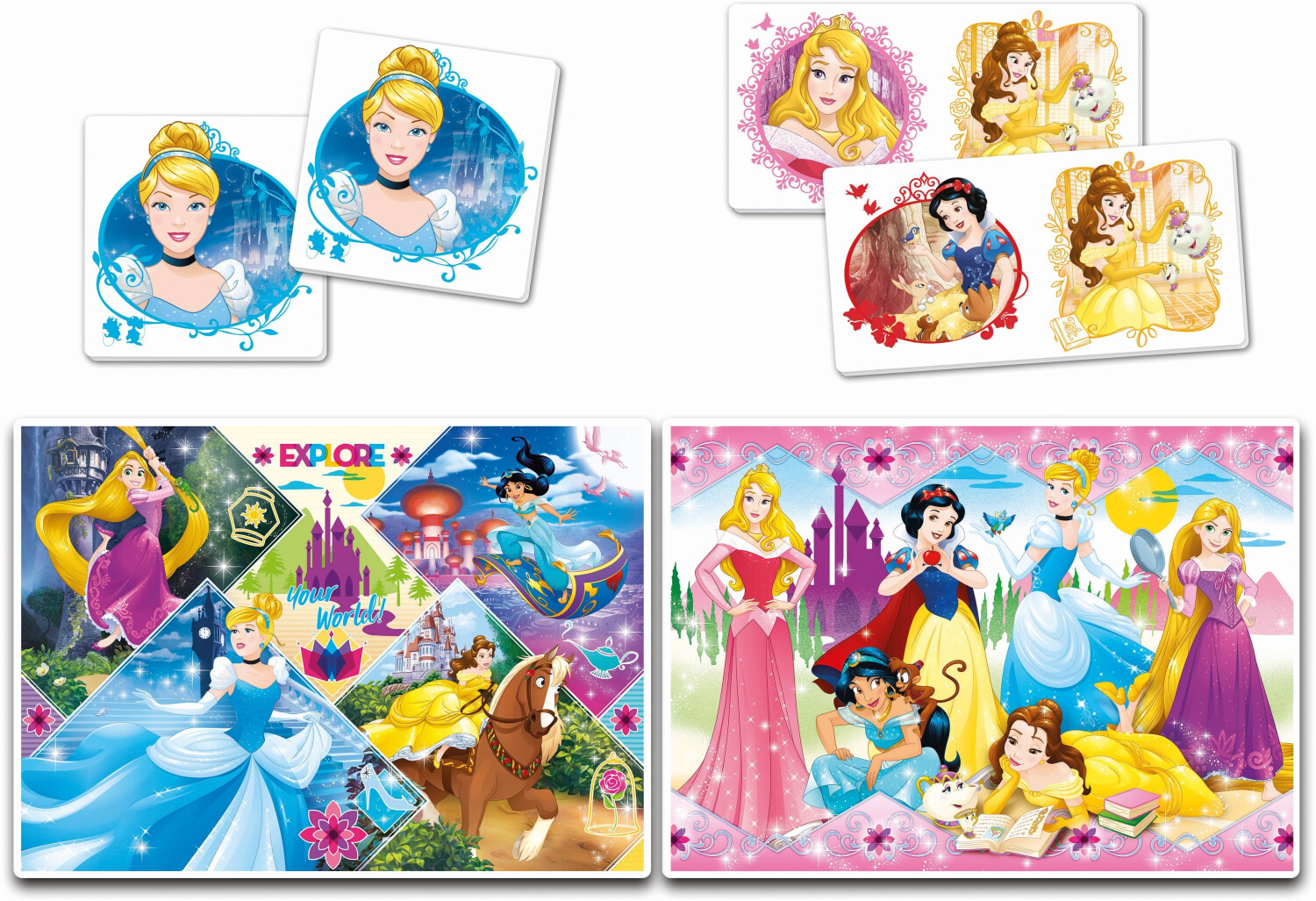 Clementoni 20208 Superkit Princess – Puzzle & Spiele-Set Ab 4 Jahren, Mit Memory & Domino
