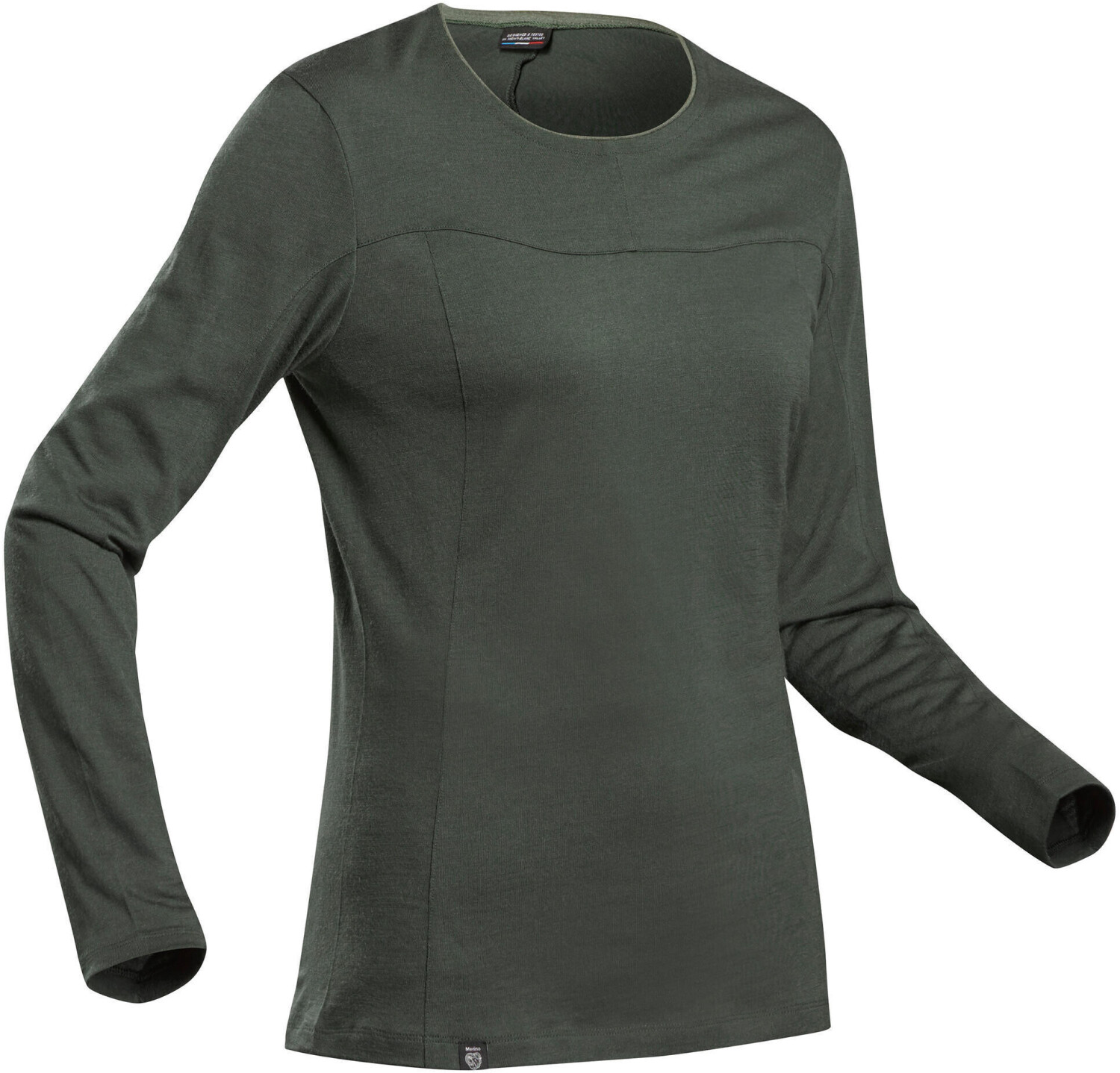 Forclaz Women's Mountin Trekking T-Shirt Trek 500 Merino khaki