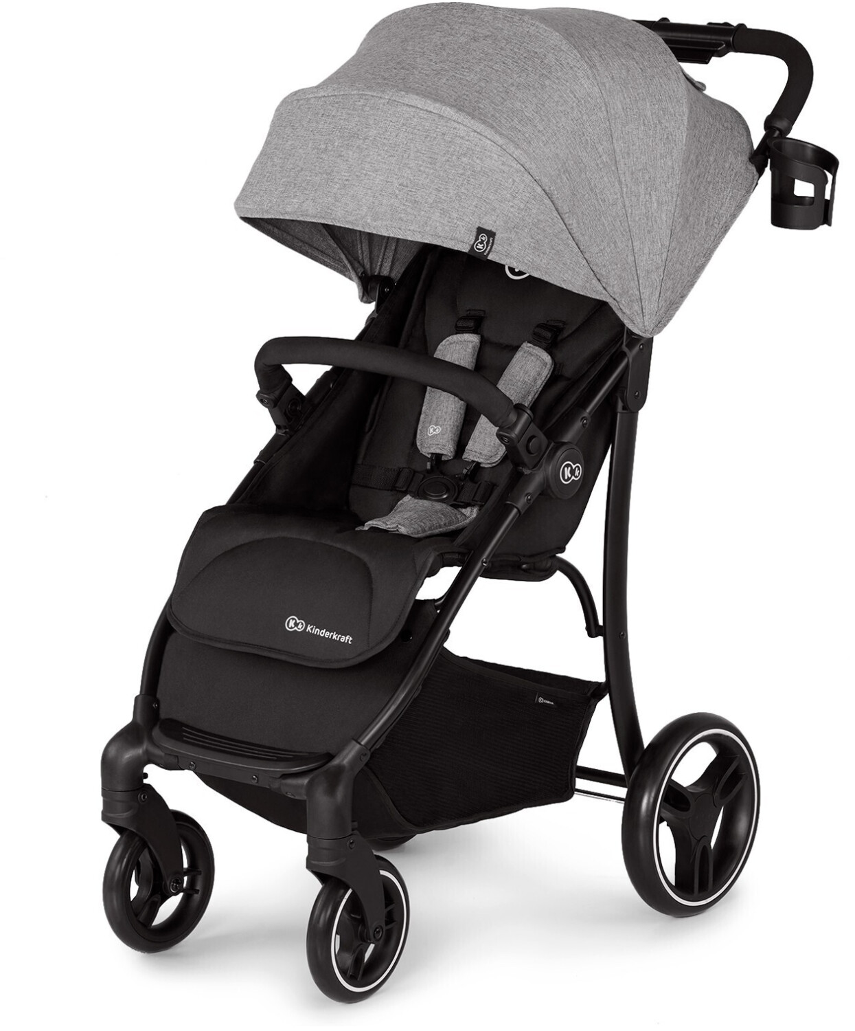 Kinderkraft lichtgewicht buggy GRANDE CITY, kinderwagen, wandelwagen, snel opvouwen, ligstand, verstelbare zonnekap, voetensteun, met accessoires, voetenzak, zwart