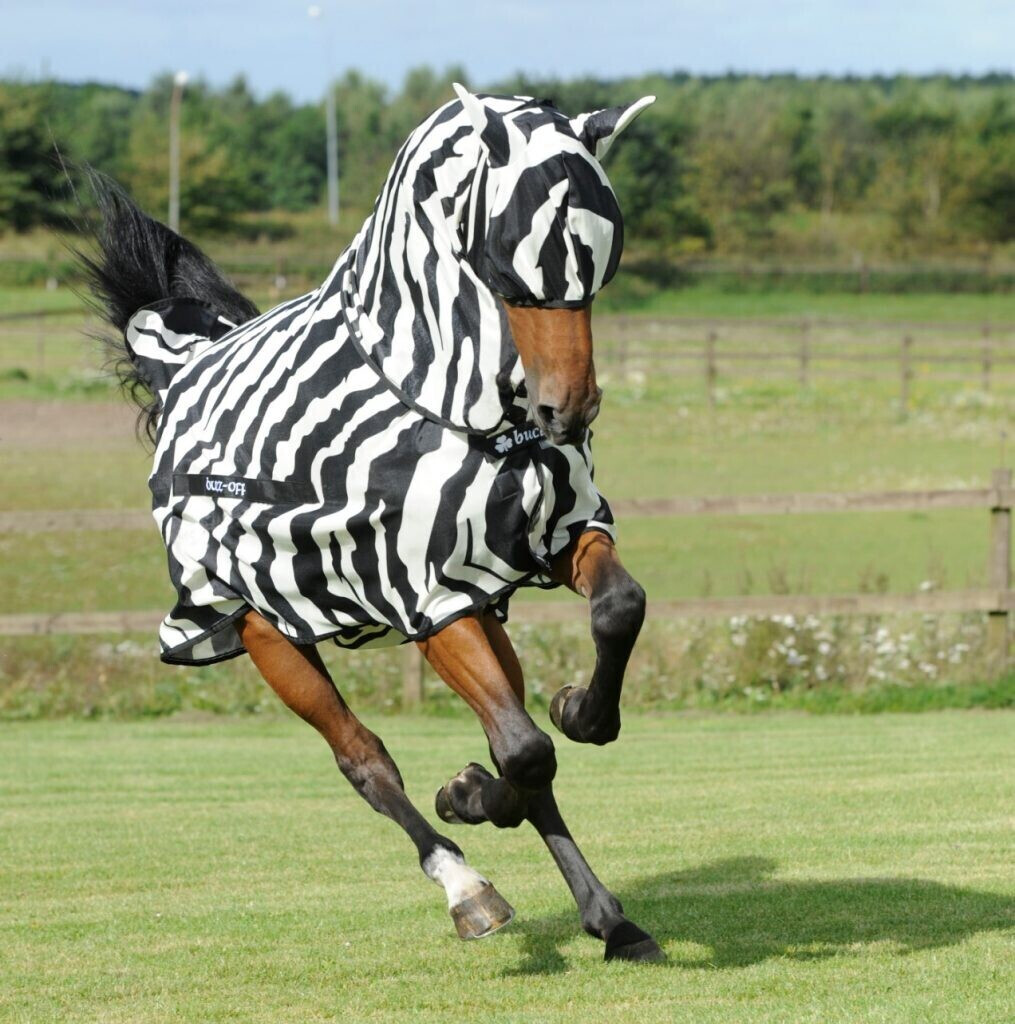 Bucas Buzz Off Zebra Full Neck 135cm Black White