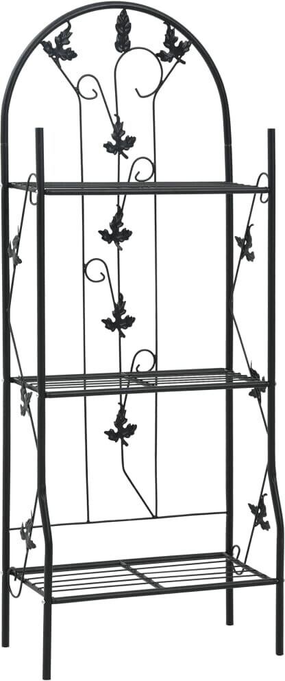 vidaXL Support à plantes 3 niveaux fer noir 52 x 28 x 128 cm (47097)