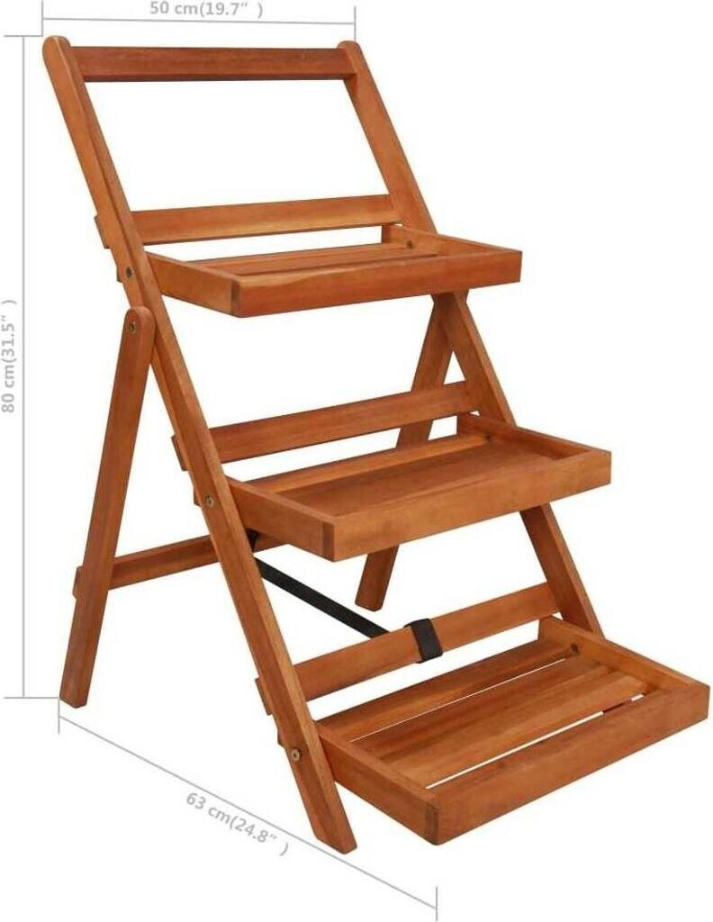 vidaXL Support de jardinière à 3 niveaux acacia 50 x 63 x 80 cm (43994)