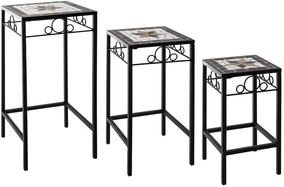 Atmosphera Sellettes porte-plantes Kipos décor mosaïque 3 pièces