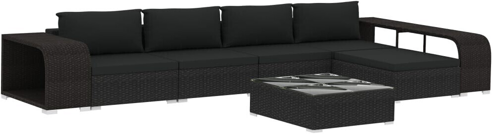 vidaXL Grand salon de jardin en résine tressée noir (8 pièces)