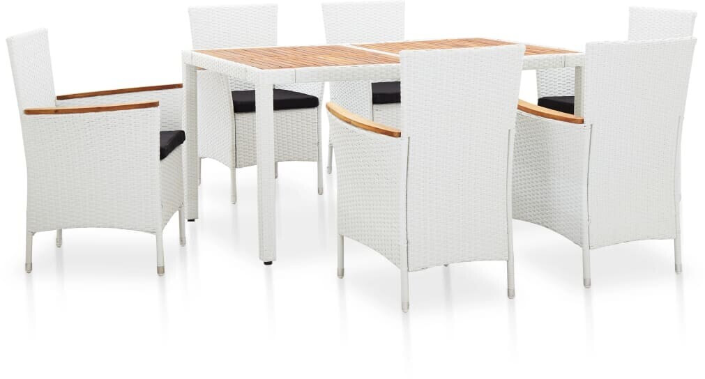vidaXL Salon de jardin en résine tressée blanc (7 pièces)