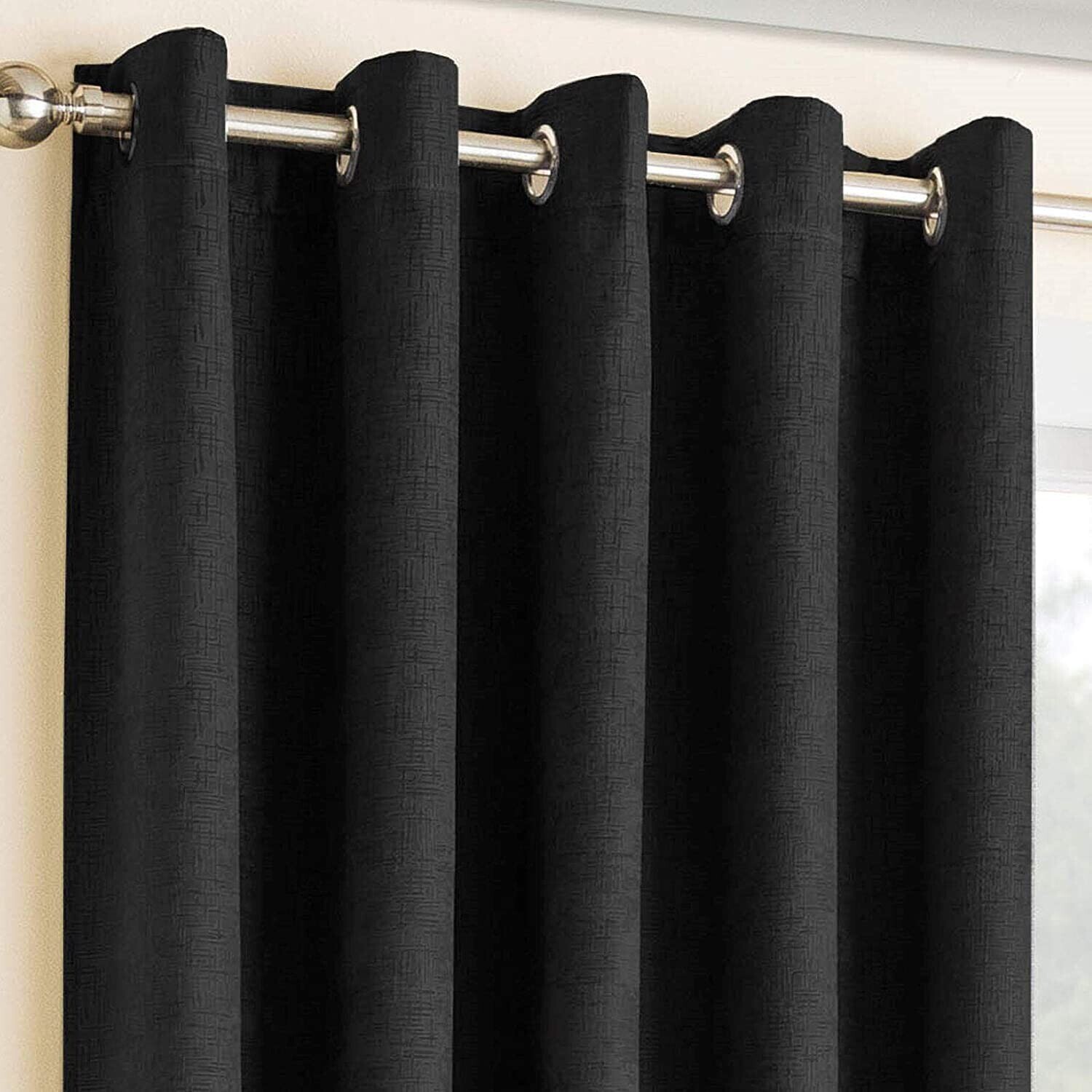Enhanced Living Vogue Thermal Blackout Curtains, Black