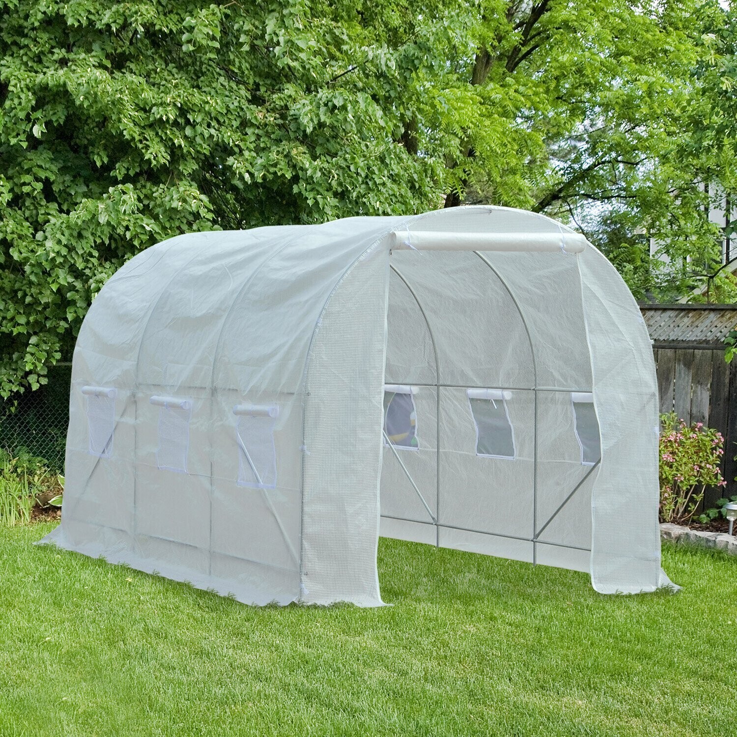 Outsunny Serre tunnel 7 m² blanche