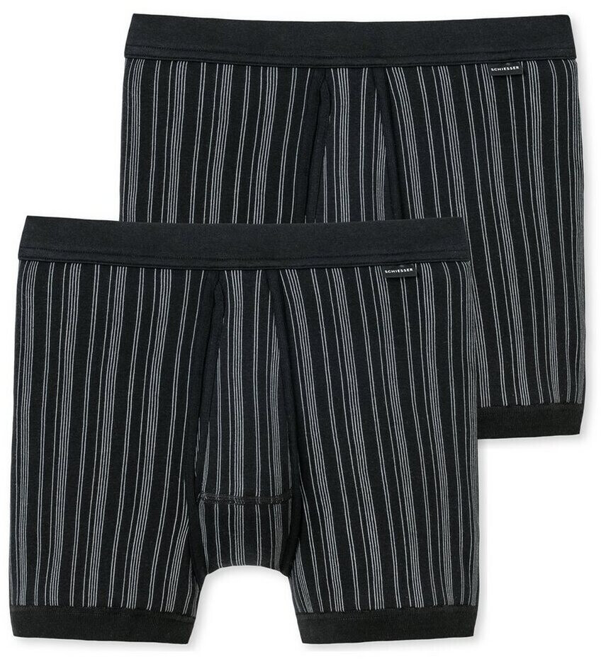 Schiesser Boxer Briefs Fine Rib Double Pack (172695) black striped