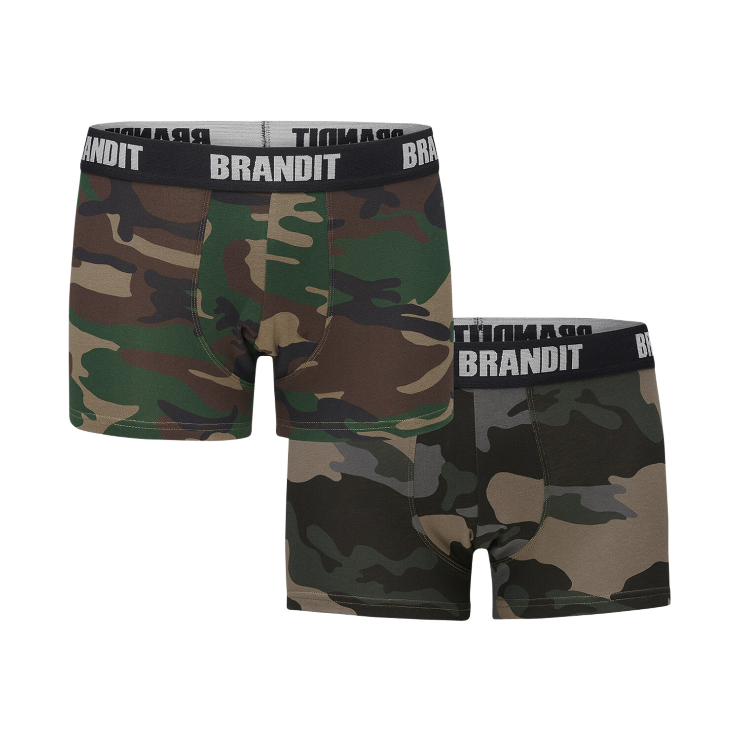 Brandit Boxer Shorts Logo 2er Pack woodland/darkcamo