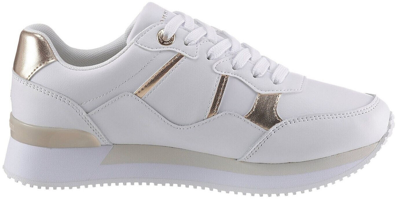 tommy hilfiger essential trainer with text logo in white