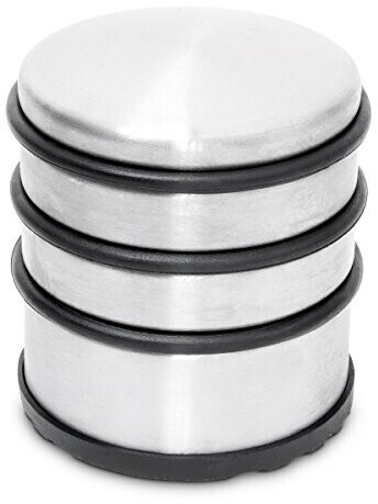 Relaxdays Heavy doorstop, door holder with rubber rings, door buffer made of stainless steel & rubber, HBT: 75x68x68 mm, silver