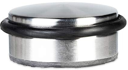 Relaxdays Door stopper stainless steel floor, door holder with rubber ring, door buffer rubber, HxWxD: 4.5 x 10 x 10 cm, silver