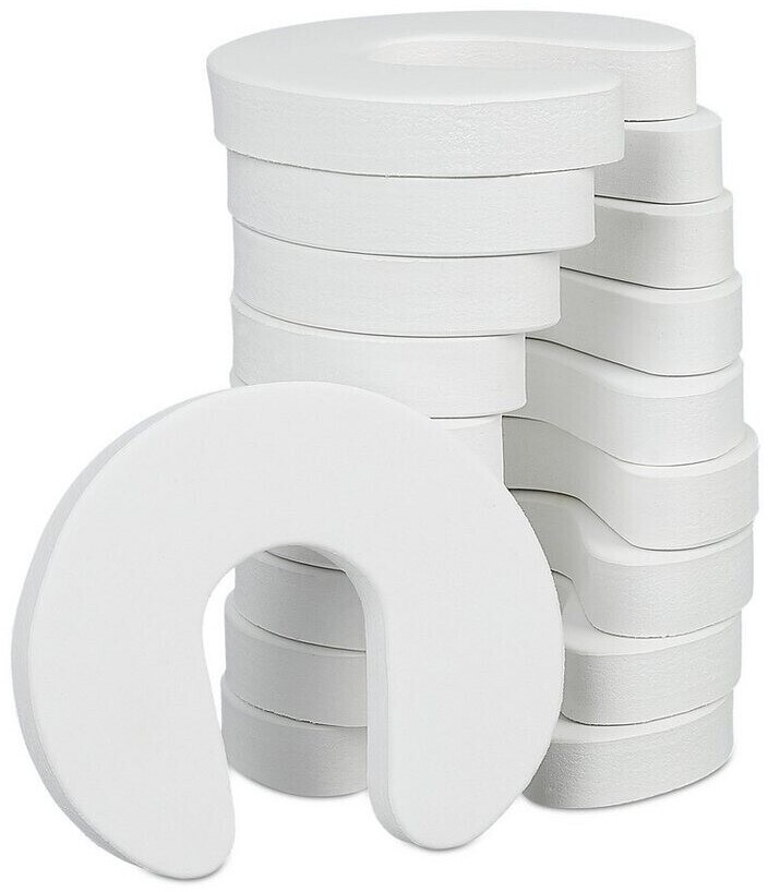 Relaxdays Door trap protection in a set of 10, for drawer, door stopper for babies & children, foam, HBT 2 x 9 x 10.5, white