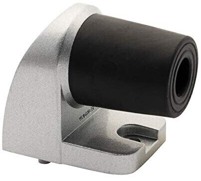 Wagner Floor door stop hook - 60 x 38 x 50 mm, die-cast zinc in aluminum look, thermoplastic rubber buffer, black, for screwing, including assembly material - 15500011