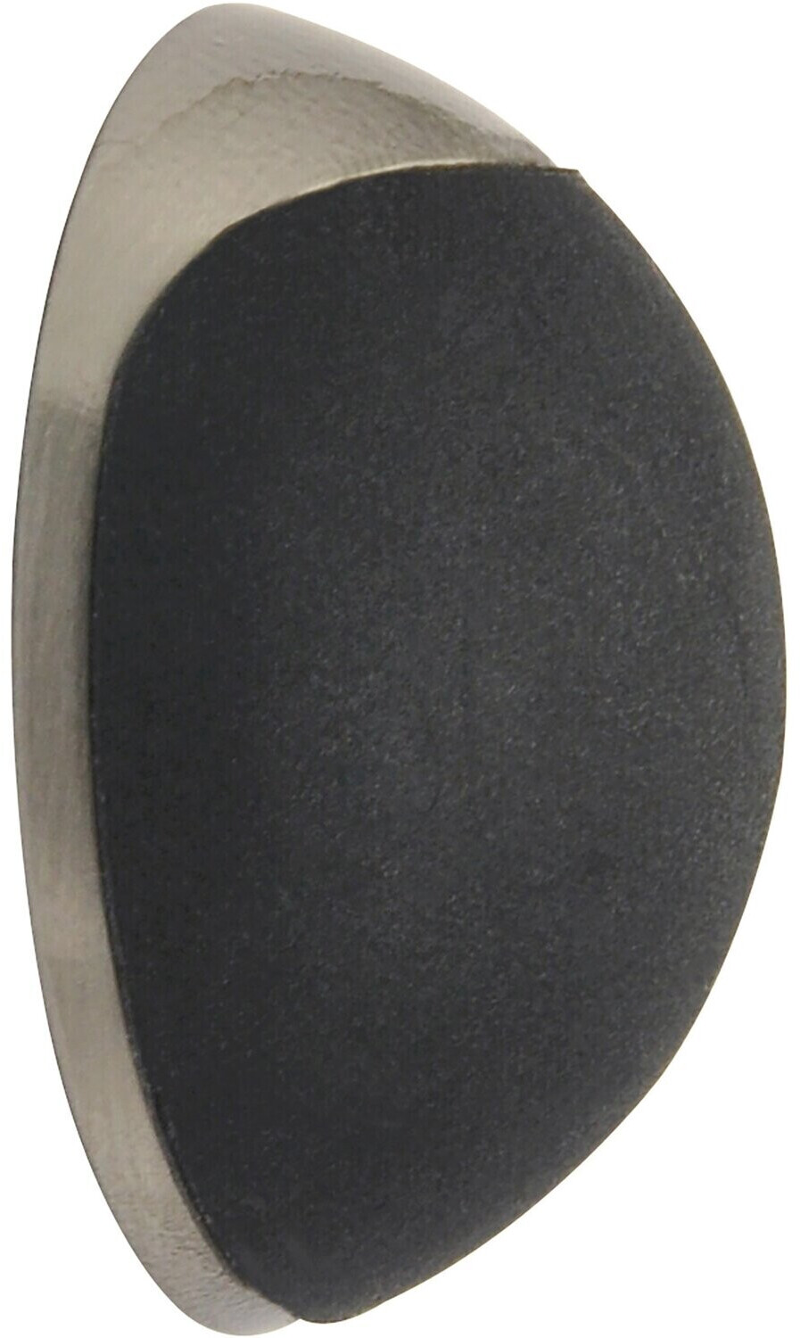 Wagner Design wall door stop Screw OR Glue / screwing or gluing - diameter Ø 38 x 16 mm, brushed metal, stainless steel look, thermoplastic rubber, black, design award - 15513111