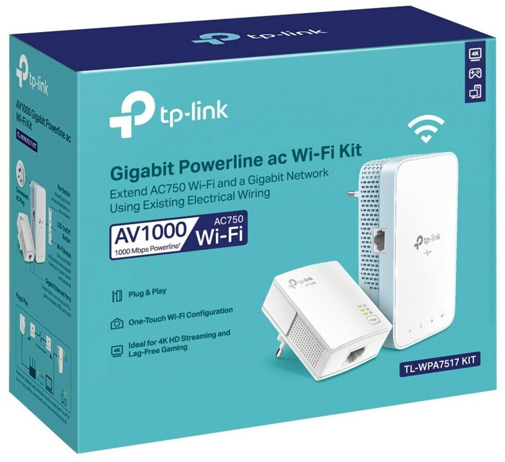TP-Link CPL WiFi AC1200 Mbps + CPL 1000 Mbps avec Port Ethernet Gigabit,  Kit de 2 - Solution idéale pour profiter du service Multi-TV à la maison,  compatible avec toutes les Boxs (