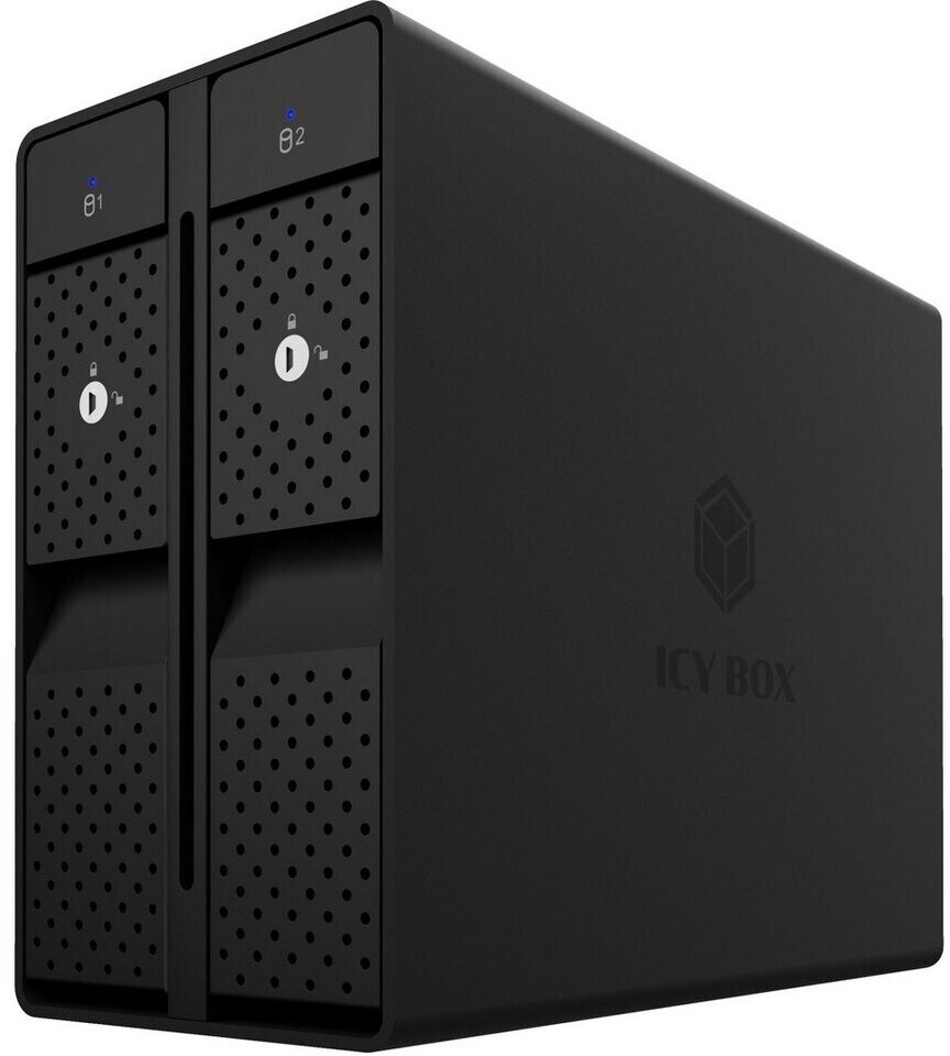 Custodia RAID ICY BOX Per 2 SSD/HDD 2.5 Pollici | USB 3.1 Gen2 10 Gbps | Alluminio Senza Ventole | Modalità RAID 0, 1, SINGLE, LARGE | Plug & Play