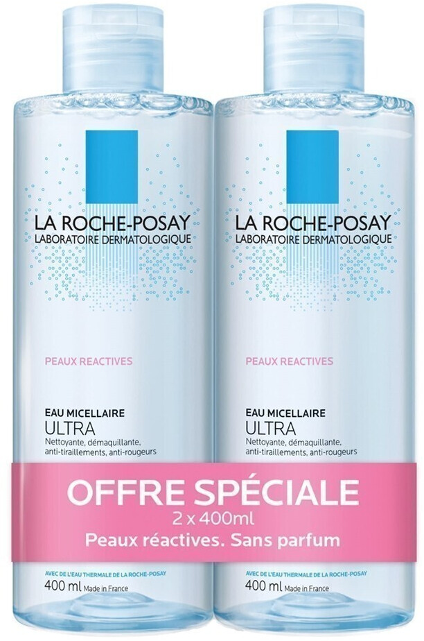 La Roche Posay Eau Micellaire Ultra, Peaux réactives, 2 x 400ml