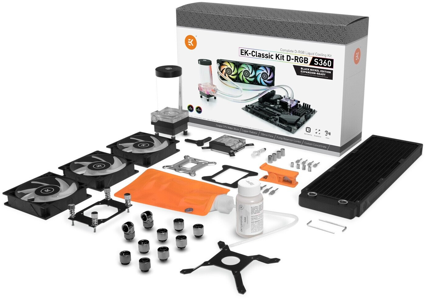 EK Water Blocks EK-Classic Kit S360 D-RGB - Black Nickel Edition