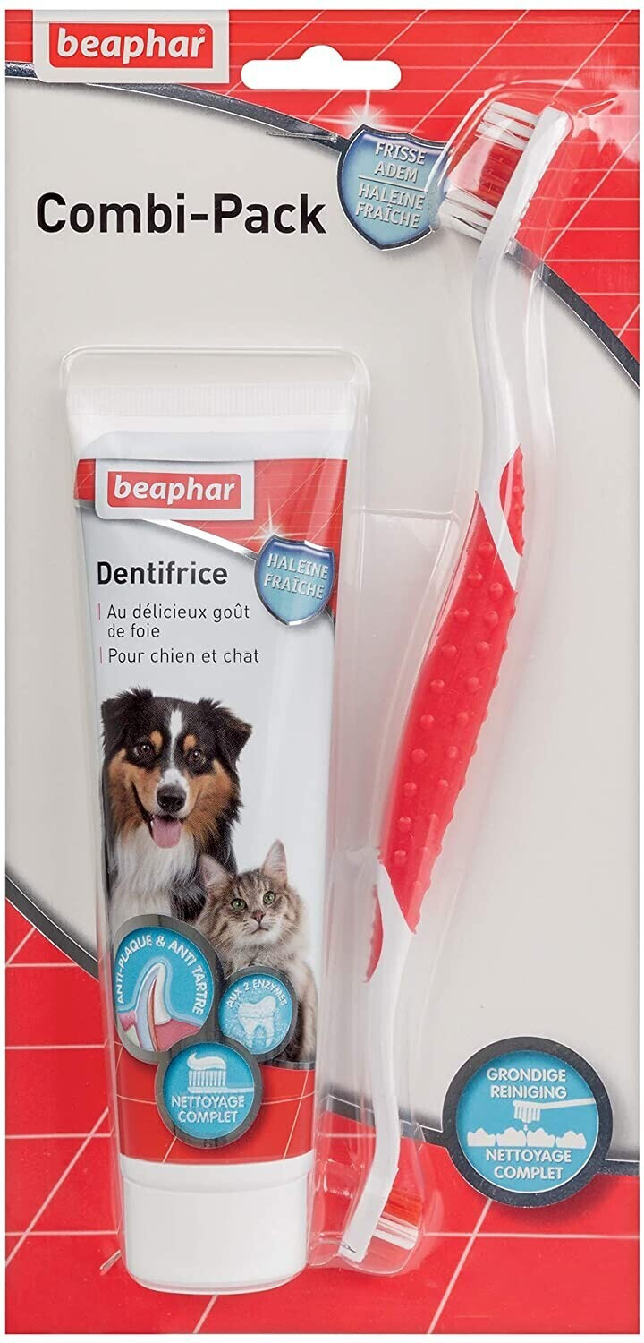 Beaphar Combi-Pack dentifrice et brosse à dents