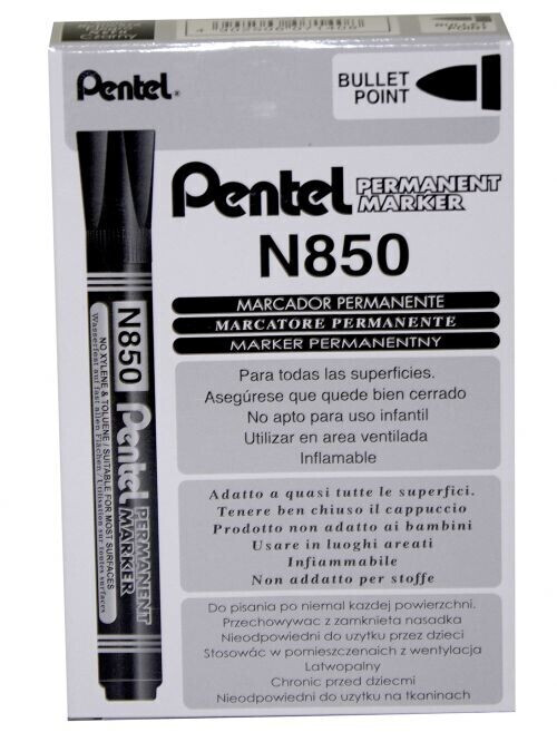 Pentel N850 Bullet Tip Permanent Marker, Black (12-Pack) a € 1,22