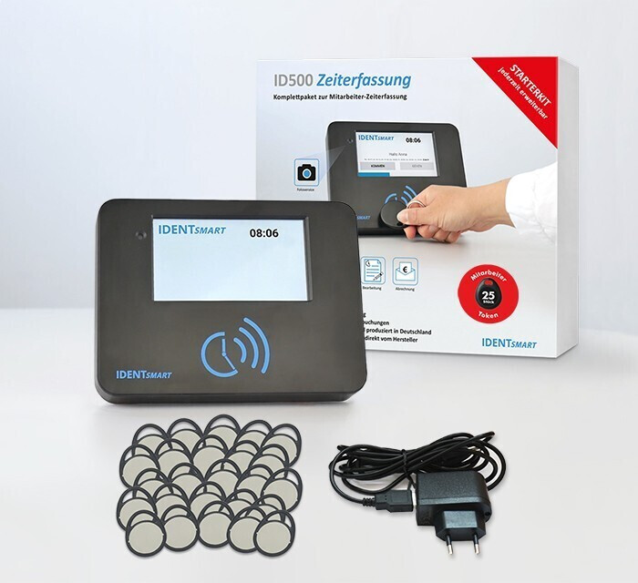 IDENTsmart Zeiterfassung ID500TR Starterkit mit 25 Mitarbeitertoken ab