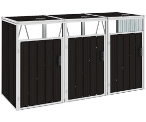 vidaXL Mülltonnenbox für 3 Mülltonnen Grau Stahl Mülltonnenverkleidung Müllbox 