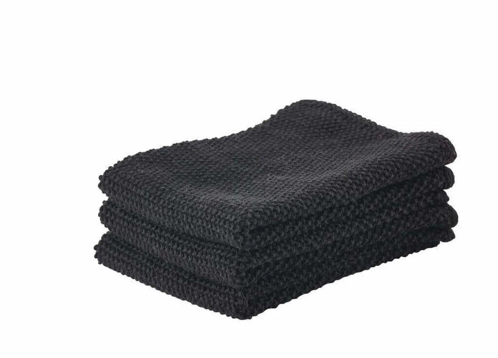 Zone Denmark Cotton cleaning cloth, set of 3, black 330409
