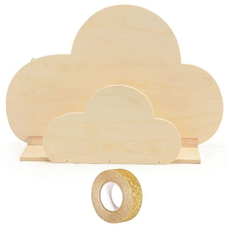 Artemio Étagère murale en bois nuage + scotch doré à paillettes