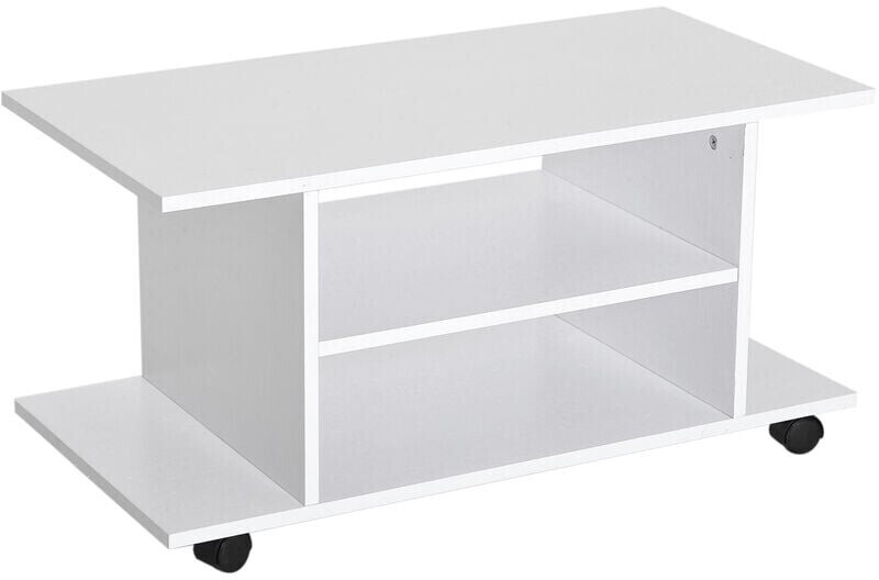 Mueble para TV Homcom con ruedas multifuncional blanco/madera 39,5x80x45 cm
