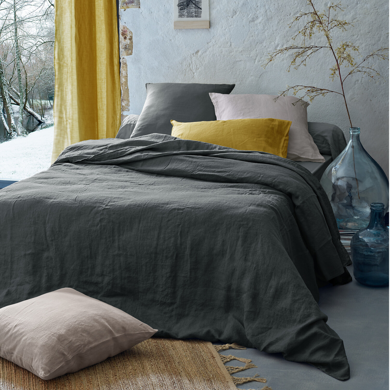 Labelissim Housse de couette Salomé  220 x 240 cm granit
