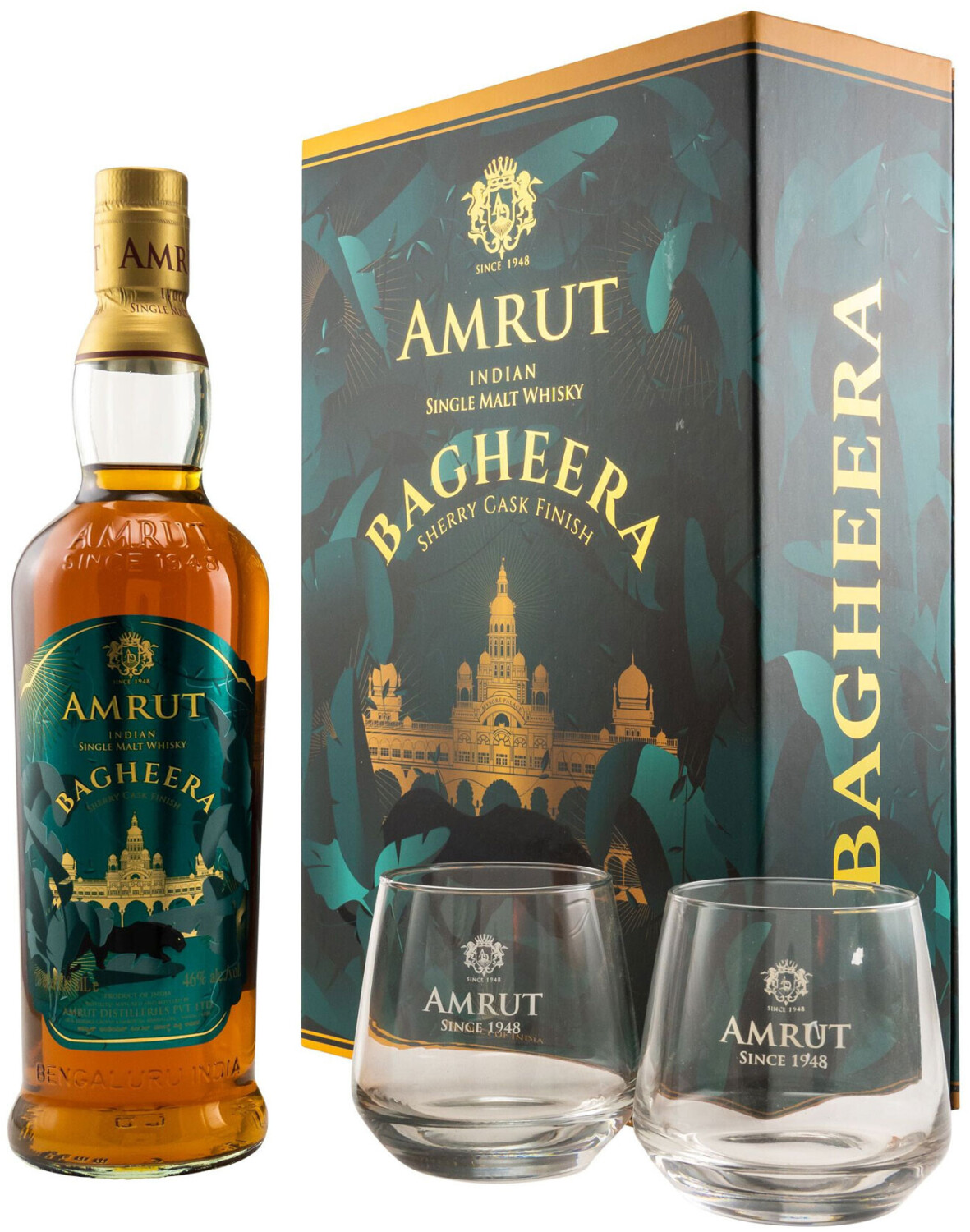 Amrut Bagheera Sherry Cask Finish 0,7l 46% Giftbox + 2 Glasses