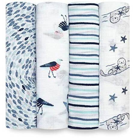 aden + anais Muslin Swaddle 120 x 120 cm (Pack of 4) seashore