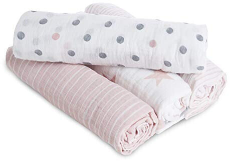 aden + anais Muslin Swaddle (Pack of 4) doll rosa