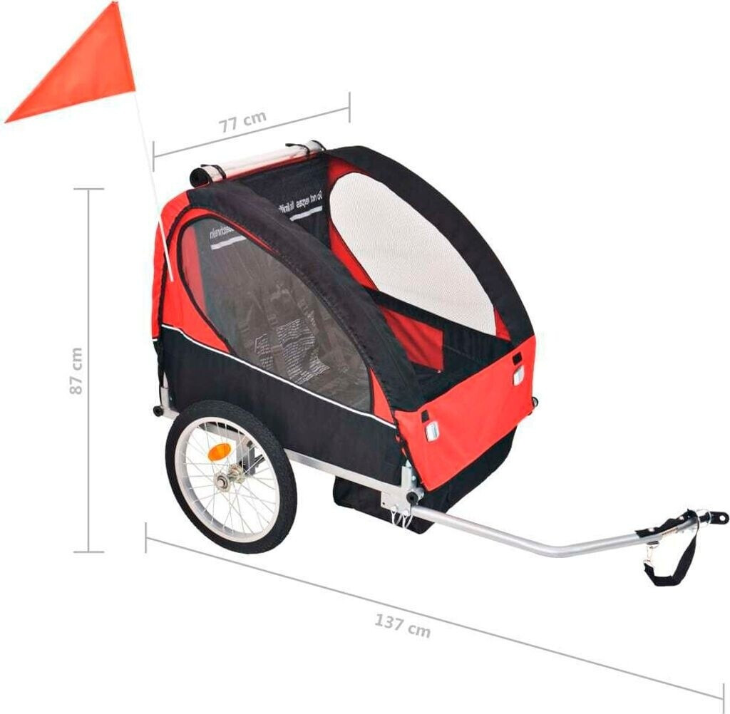 vidaXL Remorque de vélo pour enfants 30kg rouge/noir