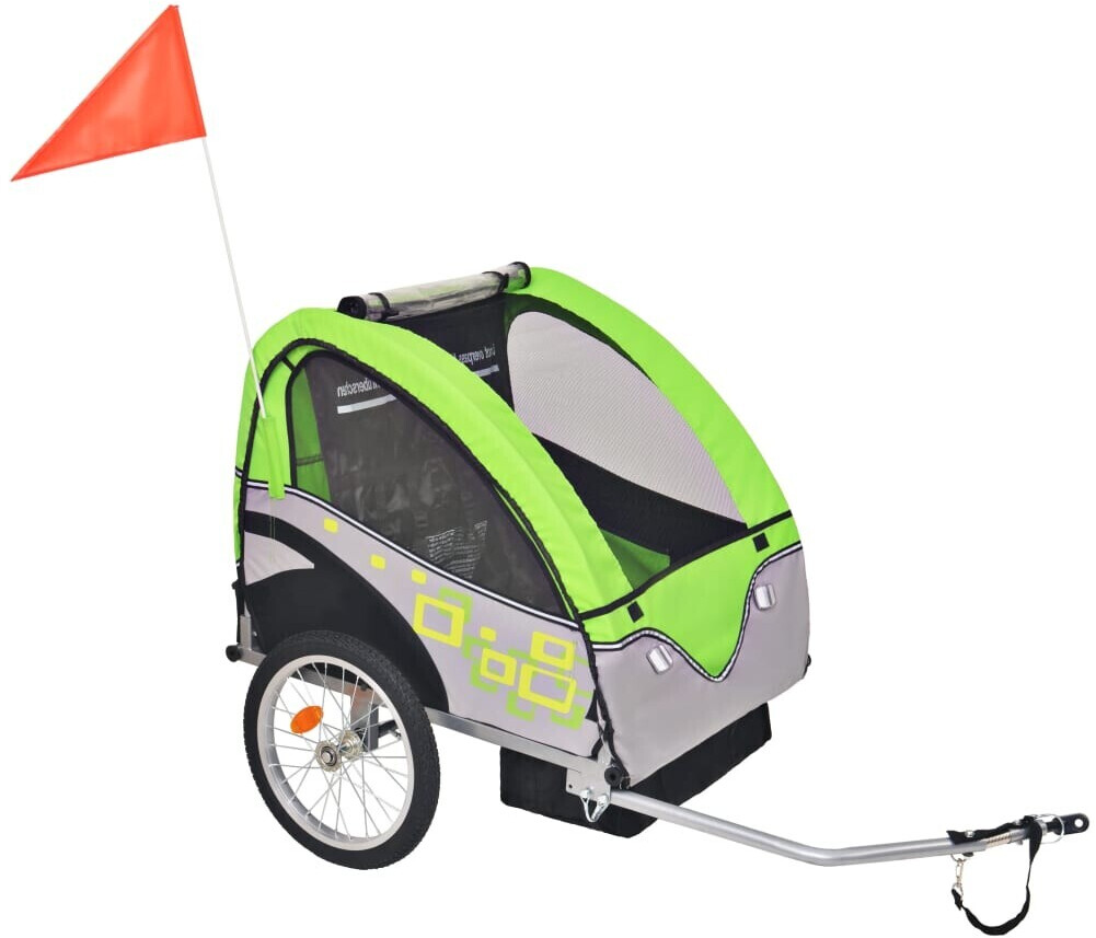 vidaXL Remorque pour enfant 30kg vert/gris